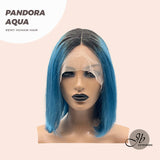 JBEXTENSION 12 Inches Bob Cut Frontlace Real Huaman Hair Crazy Color Wig PANDORA-AQUA