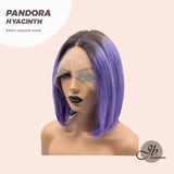 JBEXTENSION 12 Inches Bob Cut Frontlace Real Huaman Hair Crazy Color Wig PANDORA-HYACINTH