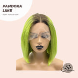 JBEXTENSION 12 Inches Bob Cut Frontlace Real Huaman Hair Crazy Color Wig PANDORA-LIME