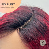 JB EXTENSION 6 Inches Pixie Cut Front-lace Real Human Hair in Wine Red Color with Dark Roots Scarlett