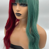 JBEXTENSION 18 Inches Curly Women Wiig Red And Green Fashion Wig HARLEY Q (Halloween)