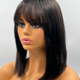 JBEXTENSION 12 Inches Natural Black Bob Cut Real Human Hair Wig BEATRICE