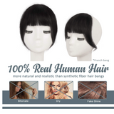 Flequillo con clip, JBextension 100% extensiones de flequillo de cabello humano, flequillo francés con patillas, flequillo con clip, cabello real para mujeres, color natural, lavable/teñible 