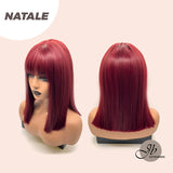 15 Inch NATALE Straight RED WINE colour Wigs for Women