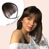 JBextension Air Bangs Hair Clip in Bangs for Women 100% Human Hair Wispy Bangs Fringe with Temples Hairpieces Clip on Air Bangs Flat Neat Bangs Hair Extension for Daily Wear